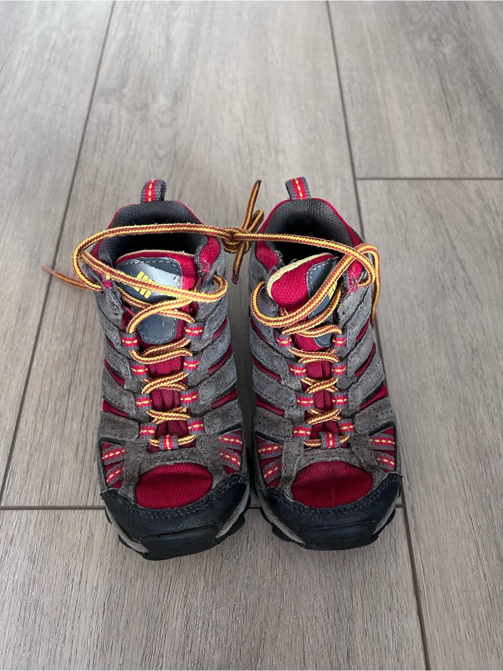 Columbia North Plains Mid WP Toddler Size 9 Waterproof Hiking Boots Red Grey